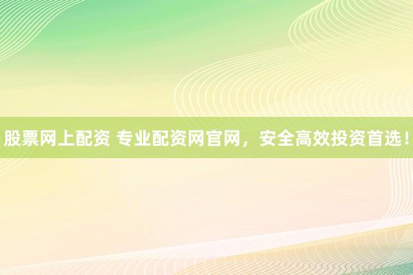 股票网上配资 专业配资网官网，安全高效投资首选！