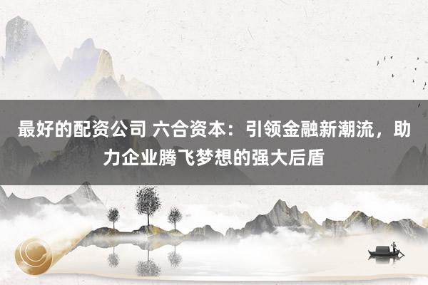 最好的配资公司 六合资本：引领金融新潮流，助力企业腾飞梦想的强大后盾