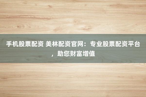手机股票配资 美林配资官网：专业股票配资平台，助您财富增值