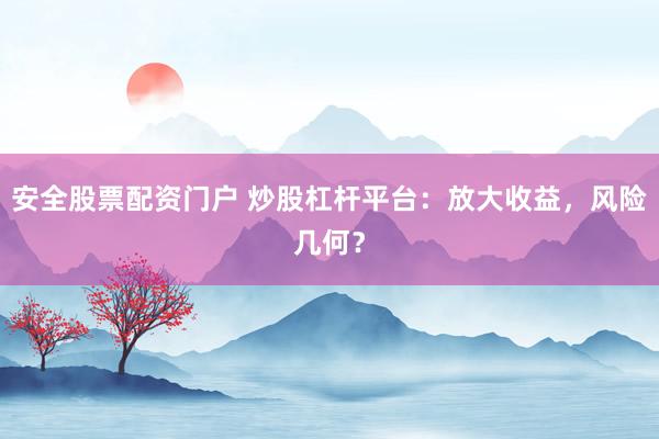 安全股票配资门户 炒股杠杆平台：放大收益，风险几何？