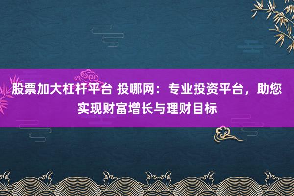 股票加大杠杆平台 投哪网：专业投资平台，助您实现财富增长与理财目标