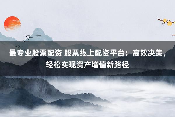 最专业股票配资 股票线上配资平台：高效决策，轻松实现资产增值新路径