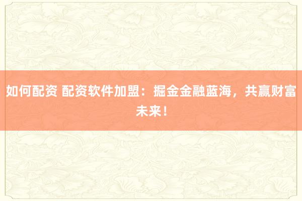 如何配资 配资软件加盟：掘金金融蓝海，共赢财富未来！