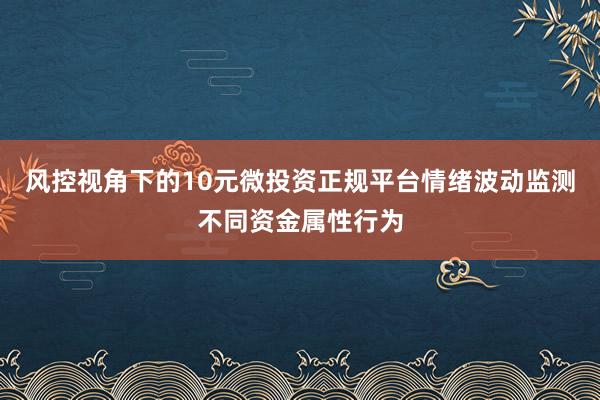 风控视角下的10元微投资正规平台情绪波动监测不同资金属性行为