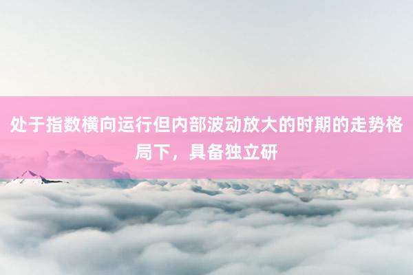 处于指数横向运行但内部波动放大的时期的走势格局下，具备独立研